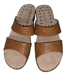 Comfy Soles by Bamboo APPEASE-01 Tan Brown Rhinestone Slide Sandals Womens 8.5